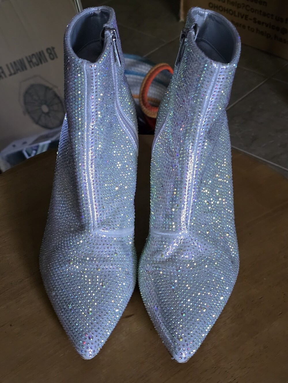 Used, But GREAT Condition, Sz 7.5 Silver Bling Ankle Boots! - Picture 3 of 4